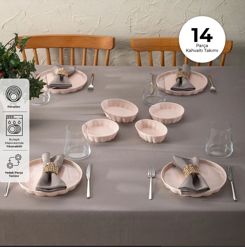 Emsan Cozy 14 Parça Kahvaltı Takımı Pembe