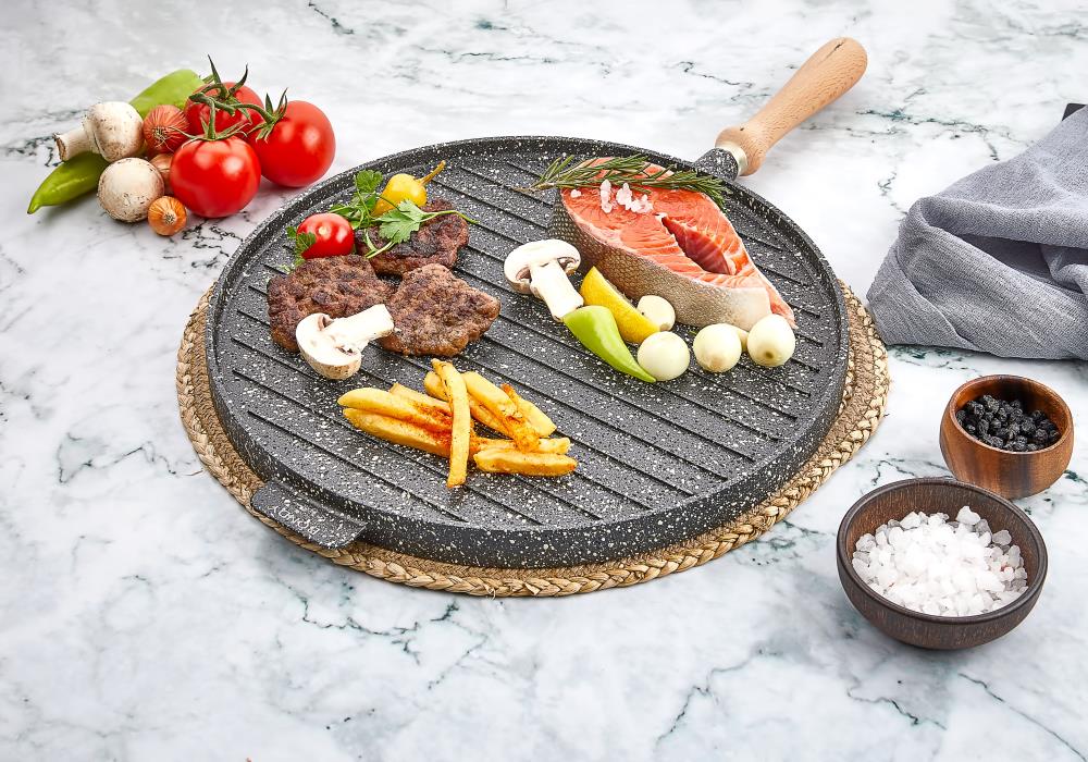 Polochef Ebruli Granit Döküm Izgara Tava Edt-136