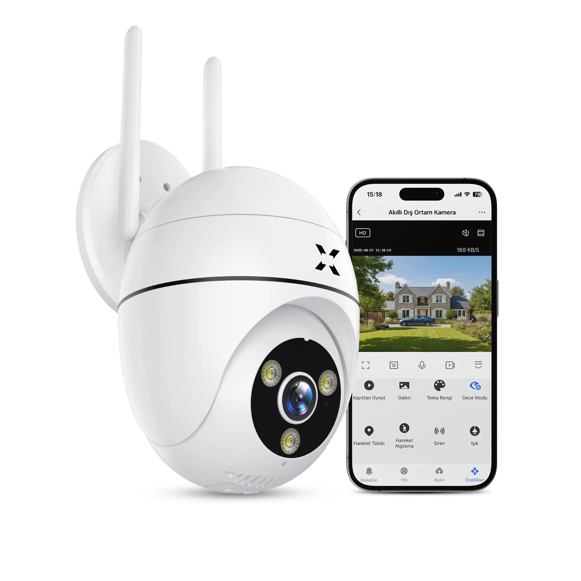 Xenon Smart X7268 4MP Dış Mekan Wi-Fi Güvenlik Kamerası 1440p Mobil Kontrol Hareket Takipli Gece Gör