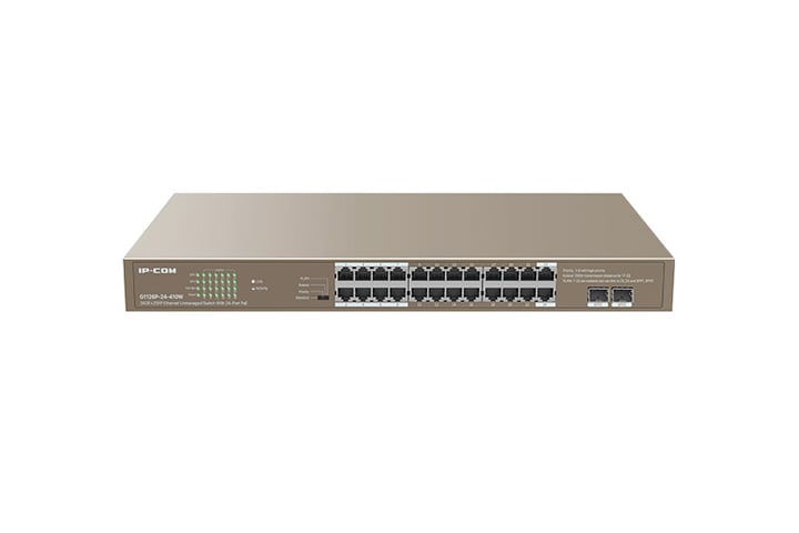 IP-Com G1128P 24 Portlu +2SFP 410W  10/100/1000 Mbps Gigabit Poe Switch