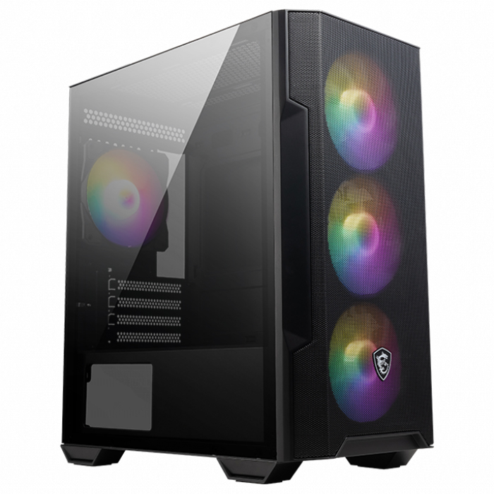 MSI MAG Forge M100R Temperli Cam Mesh 4x120mm ARGB Fan USB 3.2 Micro-ATX Tower Gaming Kasa, Siyah