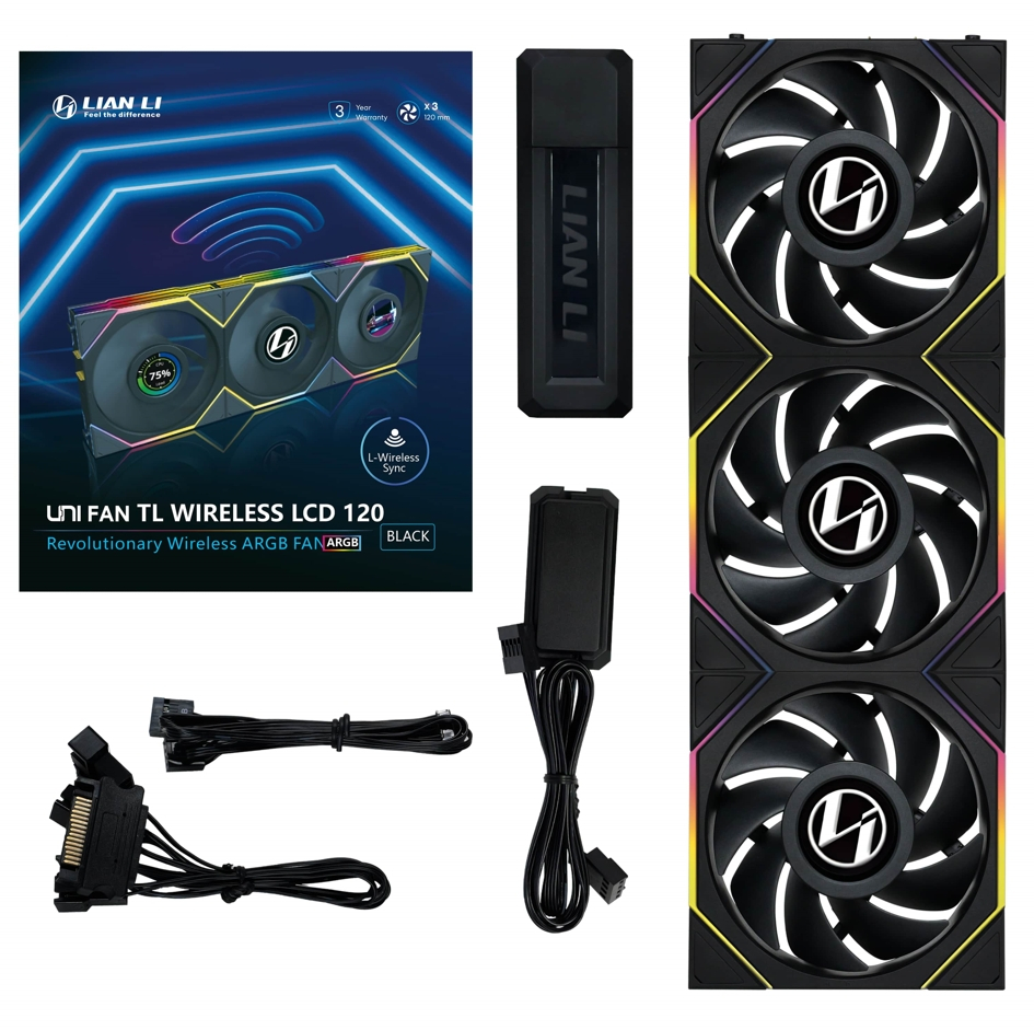 Lian Li G99.12TLLCD1W3B.00 Uni Fan TL Wireless LCD 3x120mm Kasa Fanı, Siyah
