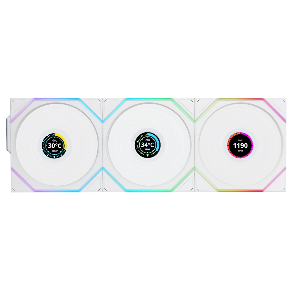 Lian Li G99.12TLLCD1W3W.00 Uni Fan TL Wireless LCD 3x120mm Kasa Fanı, Beyaz