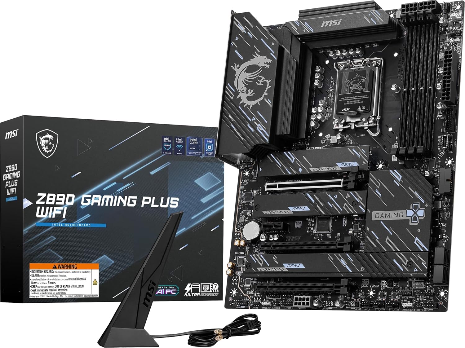 MSI Z890 Gaming Plus Wi-Fi Intel Soket 1851 DDR5 9200MHZ (OC) WIFI 7 ATX Gaming Anakart
