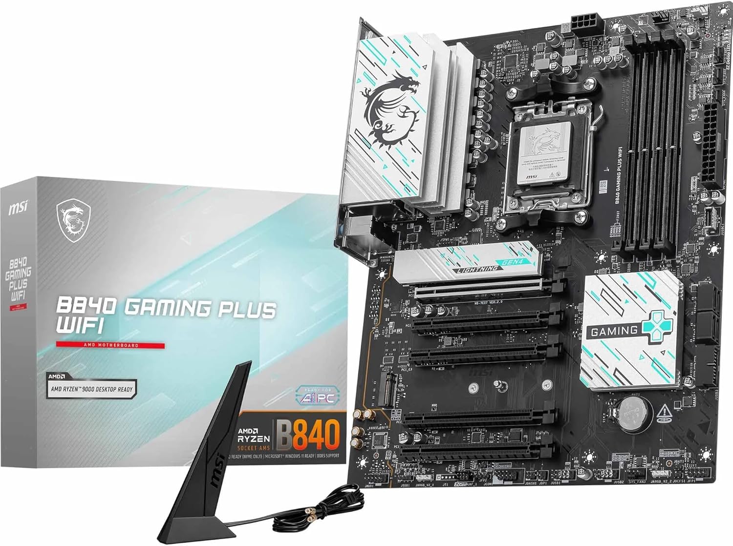 MSI B840 Gaming Plus Wi-Fi AMD AM5 DDR5 HDMI 2x M.2 USB 10Gbs 2.5G LAN ATX Anakart