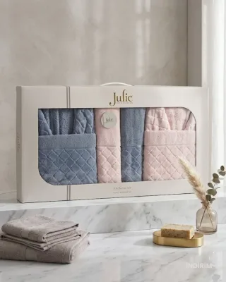 Julie Asya Kadife Aile Bornoz Seti Cıftlı