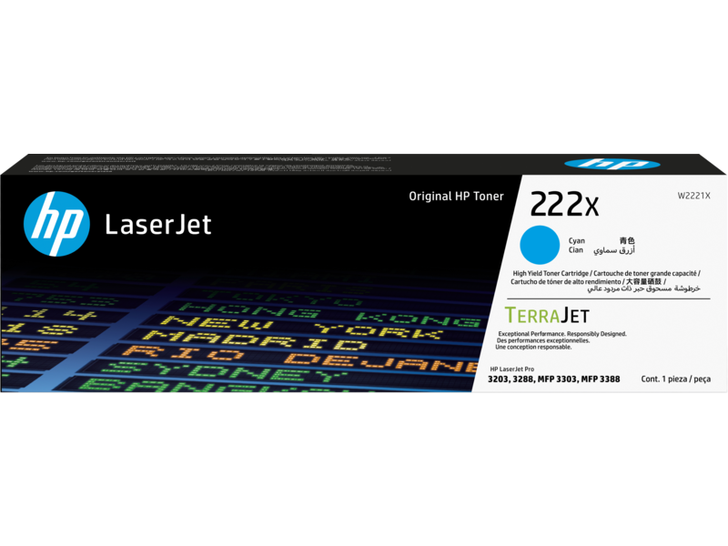 HP 222X W2221X Yüksek Kapasiteli Orijinal LaserJet Toner, Mavi
