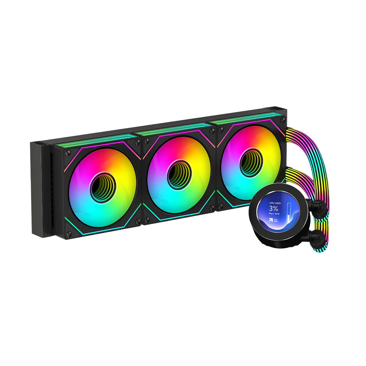 GameOn Kraken N360 360mm 1800 RPM, LCD Ekran Sıvı CPU Soğutucu, Siyah