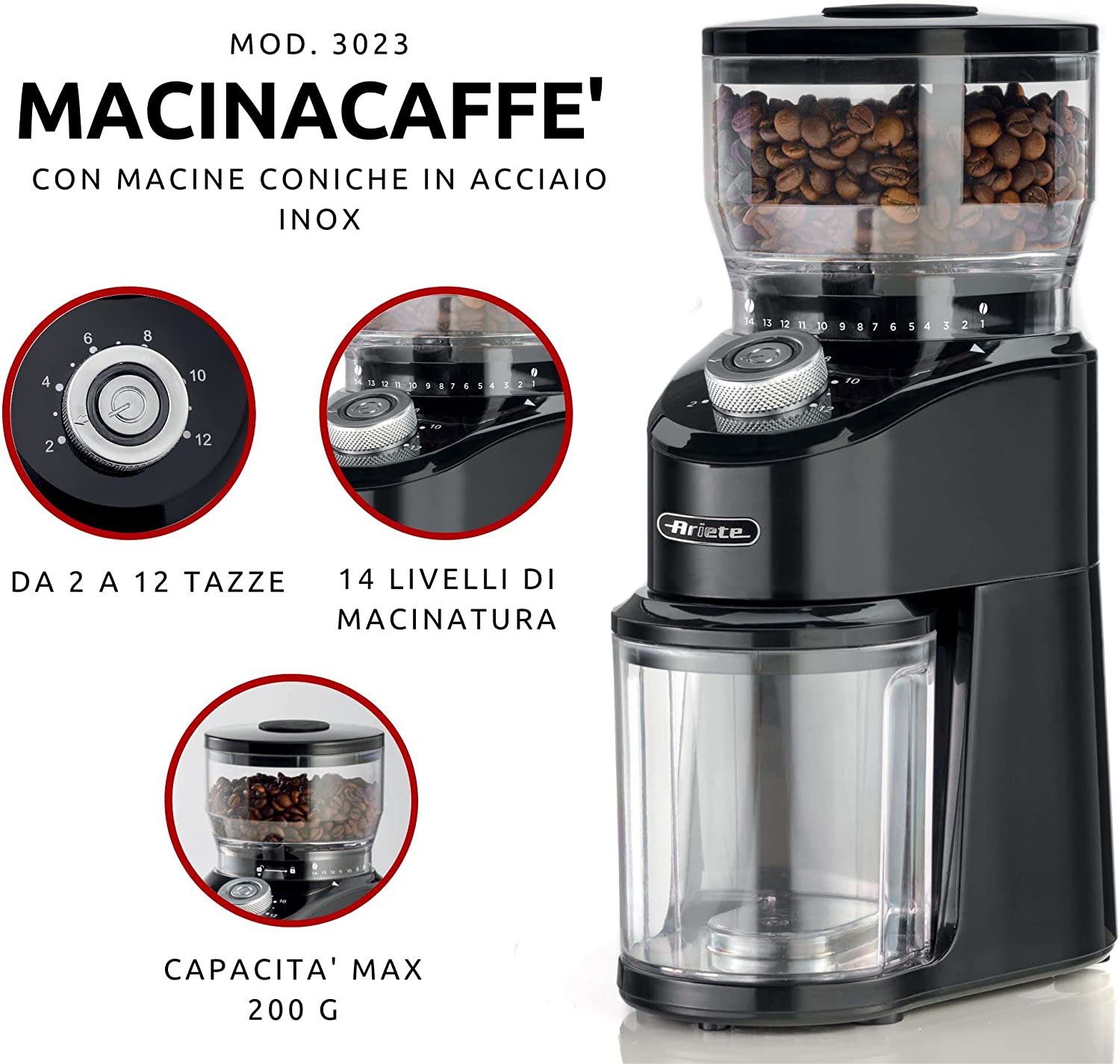 Ariete Kompakt Grinder Elektrikli Kahve Değirmeni (siyah)
