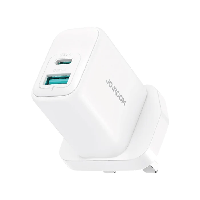 Joyroom JR-TCF21 UK 20W Çift Portlu (A+C) Hızlı Şarj Adaptörü, Beyaz
