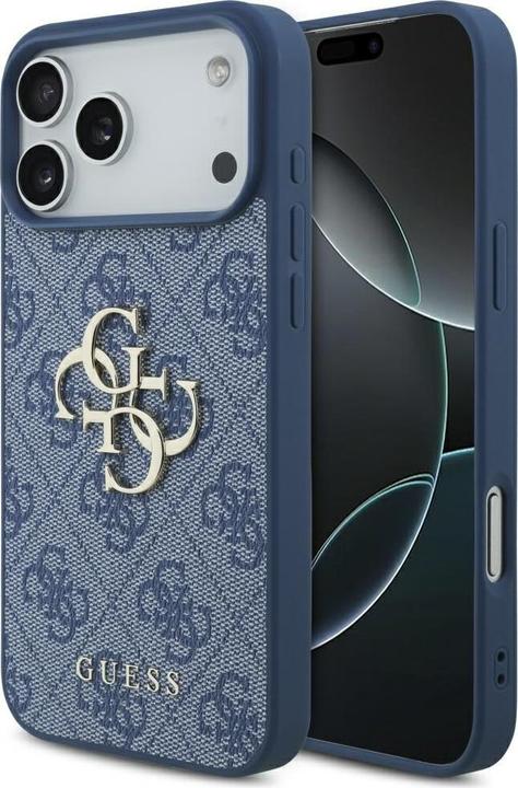 Guess Pu Deri Kılıf (büyük 4g & Klasik Logolu) iPhone 17 Pro Max - Mavi Guhcp17x4gmgbl