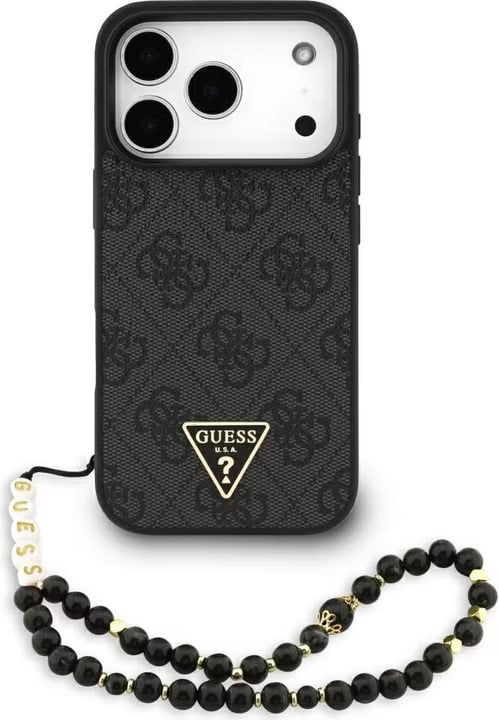 Guess Magsafe 4g Pu Deri Kılıf (üçgen Logolu) iPhone 17 Pro - Siyah Guhmp17lp4dplk