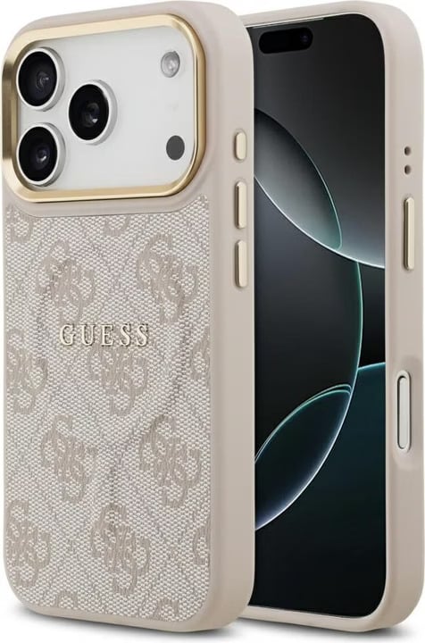 Guess Magsafe 4g Pu Deri Kılıf (üçgen Logolu) iPhone 17 Pro - Pembe Guhmp17lp4dplp