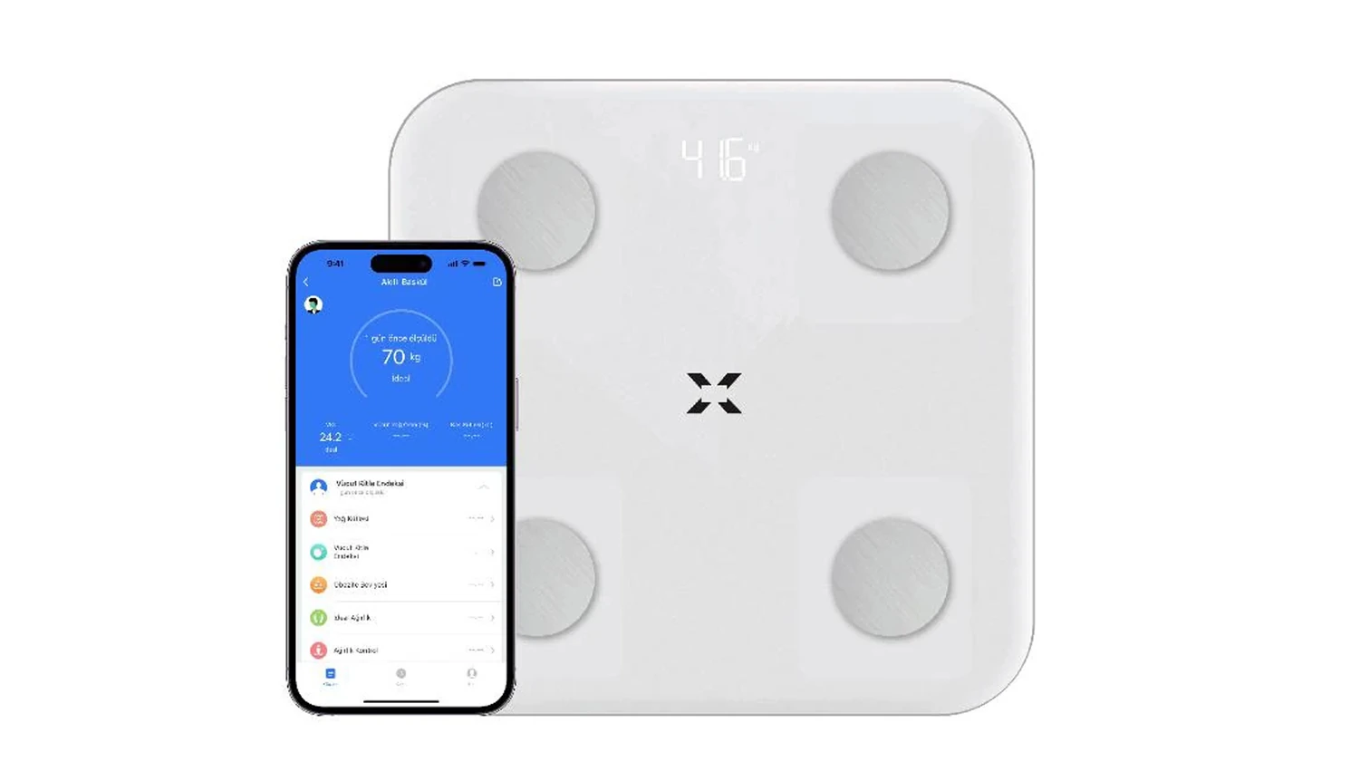 Xenon Smart X8701_M1 Akıllı Dijital Tartı Baskül Yağ Su Kas Vücut Kitle Endeksi Kilo Ölçer Bluetooth Tartı