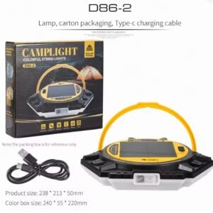 Camplight D86-2 Solar Kamp Lambası Su Geçirmez Makaralı 10 Metre