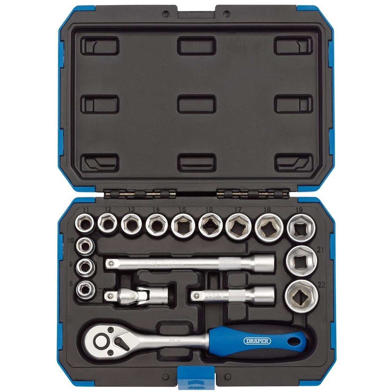 Draper Lokma Seti 6 Köşe 18 Parça 3/8''