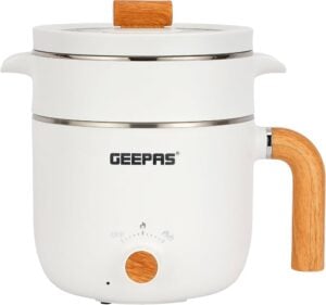 Geepas Gmc35050 1.2l Çok Fonksiyonlu Elektrikli Pişirici - Buharlı Pişirme Aparatlı Paslanmaz Çelik İç Hazne - Beyaz