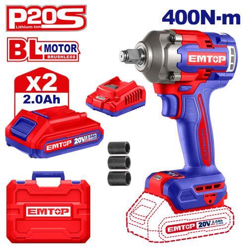 Emtop Akülü Matkap Darbeli BL 13MM/400Nm 20V (2Ah Akü+Şarjer)