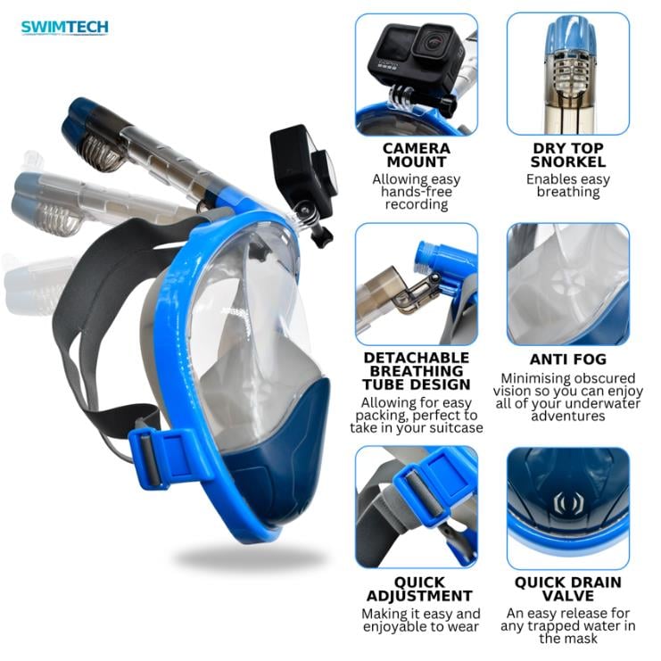 Swimtech Yüzücü Maskesi Mavi