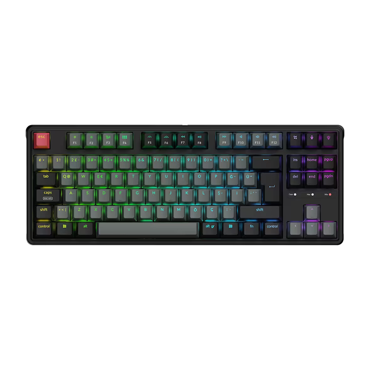 Keychron C3PX-H3-TR C3 Pro 8K QMK Kablolu TR Özel Kahverengi Switch Mekanik Klavye, Siyah