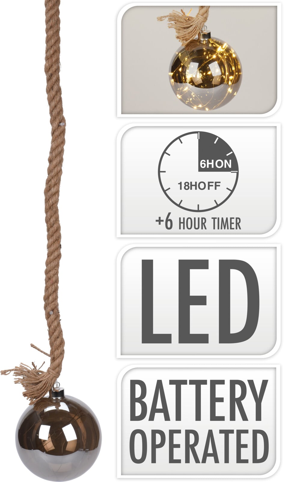 İp Cam Top 15Cm 24Led Sıcak Beyaz