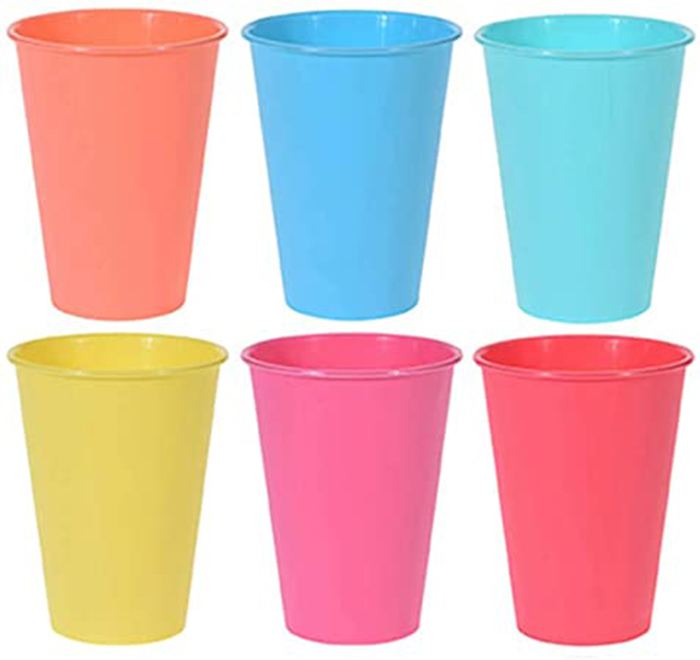 Plastik İçme Bardakları 6 Farklı Renk Set 6 Adet 400Ml