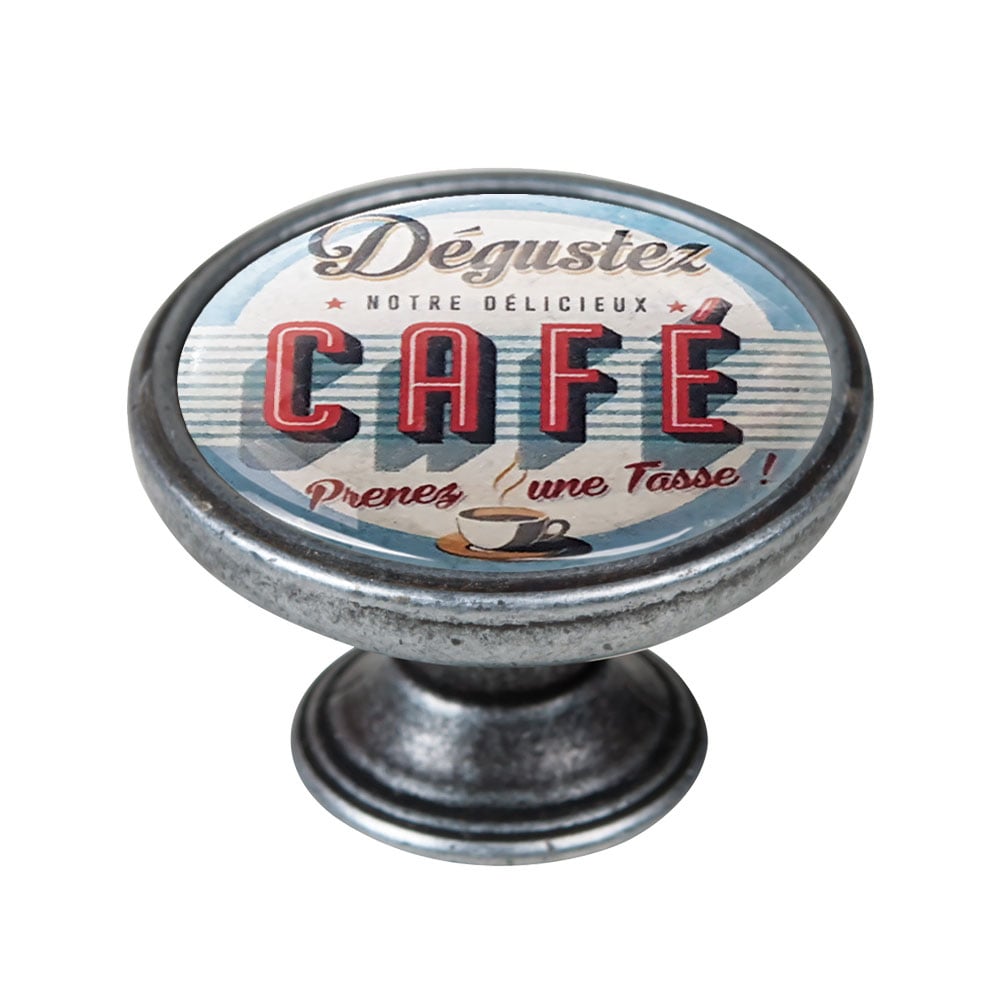 Düğme Kapı Kolu 37Mm Antik Gümüş Cafe