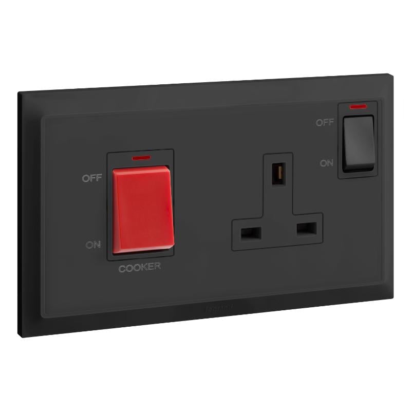 Belanko Anthracite 25A Dp Anahtar 2 Gang Neon ve 13A Priz ile
