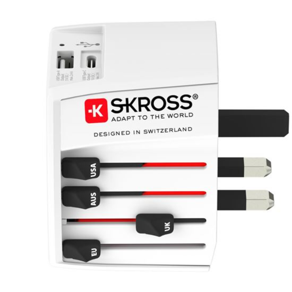 Skross Muv Usb Ac Evrensel Seyahat Adaptörü Topraklama Olmadan USB A+C 15W - Beyaz