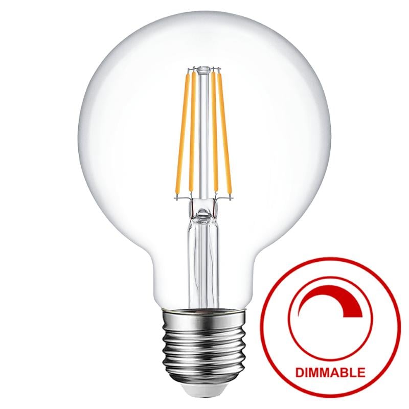 Sunlight Filament Led 8W G95 Ampul E27 800Lm 4000K Şeffaf Dimlenebilir