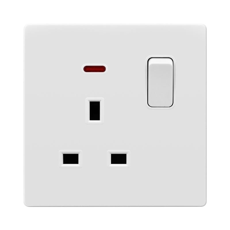 Powerlink Accessories 13A Dp Bs 1-Gang Neonlu Beyaz Priz