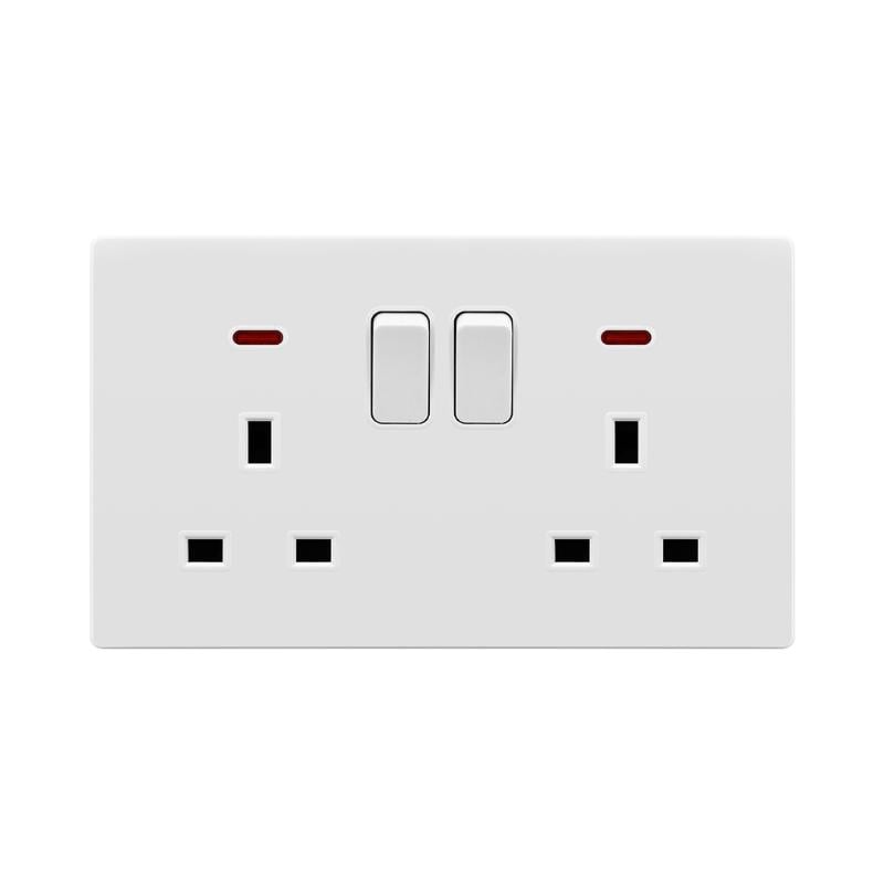 Powerlink Accessories 13A Dp Bs 2'li Soket Neonlu Beyaz