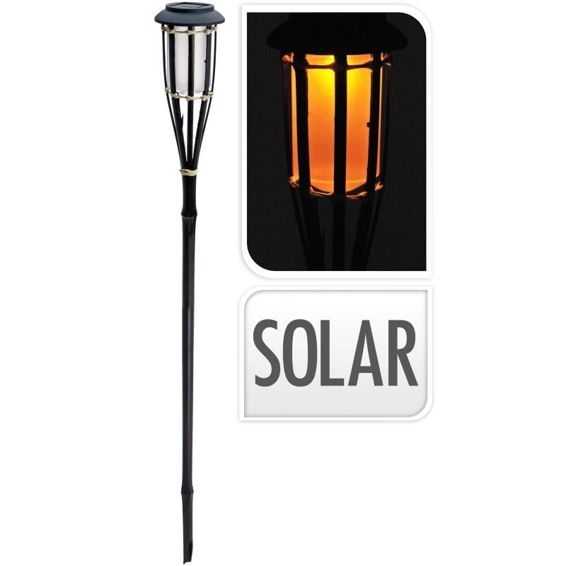 Bambu Güneş Enerjili Lamba 65Cm - Siyah