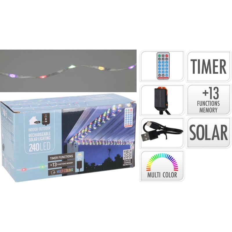 Solar String 240Led - Çok Renkli