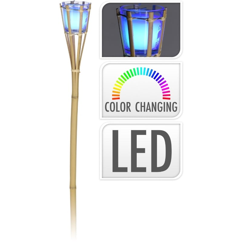 LED ve Citronella Özlü Bambu Bahçe Meşalesi 77Cm