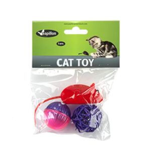 PAPILLON - Kedi Oyuncak Seti 3 parça, 2 x top 1 x fare