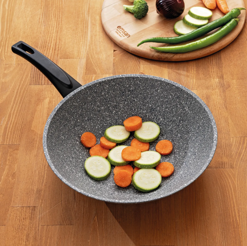 Emsan Titanium 28 Cm Wok Tavası, Gri