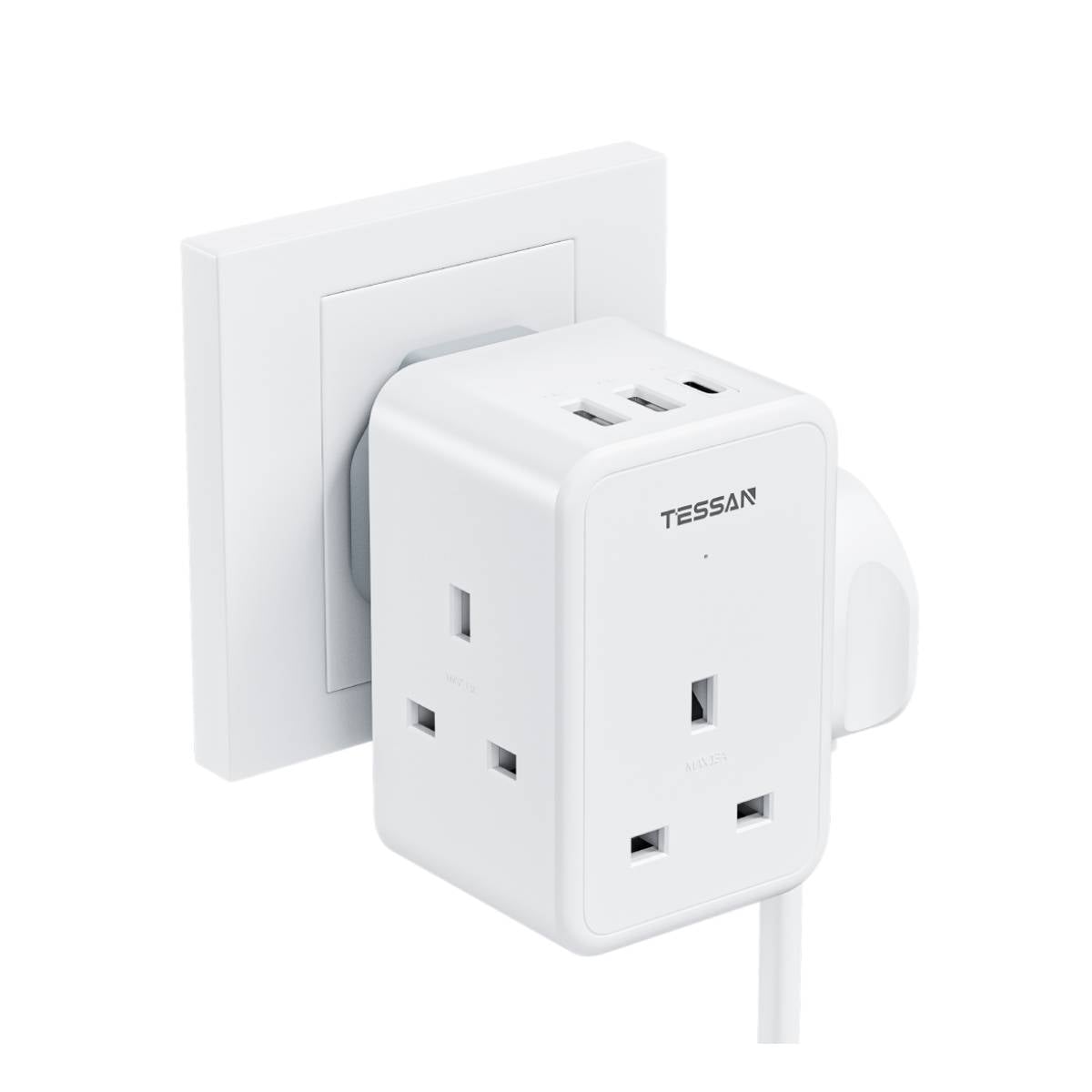 TESSAN TS-227-PD-UK 6 Yollu USB Portlu Priz Adaptörü, Beyaz