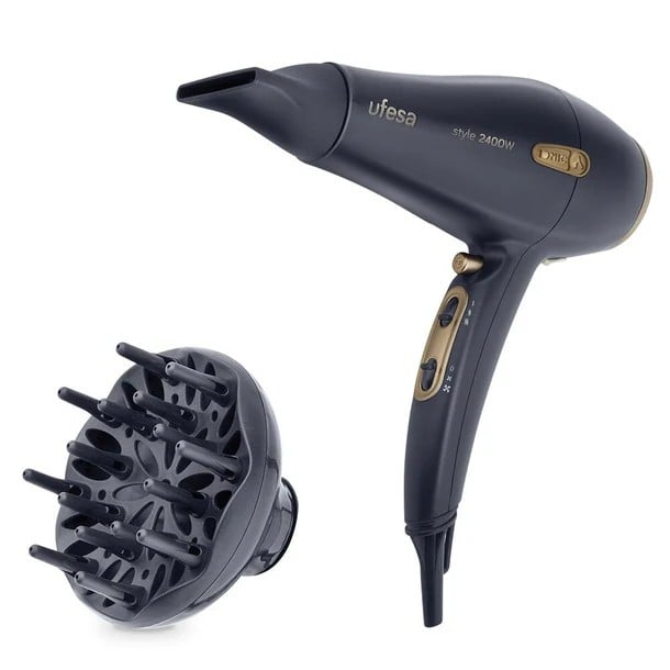 UFESA SC8460 Style Profesyonel İyonik Saç Kurutma Makinesi, Siyah
