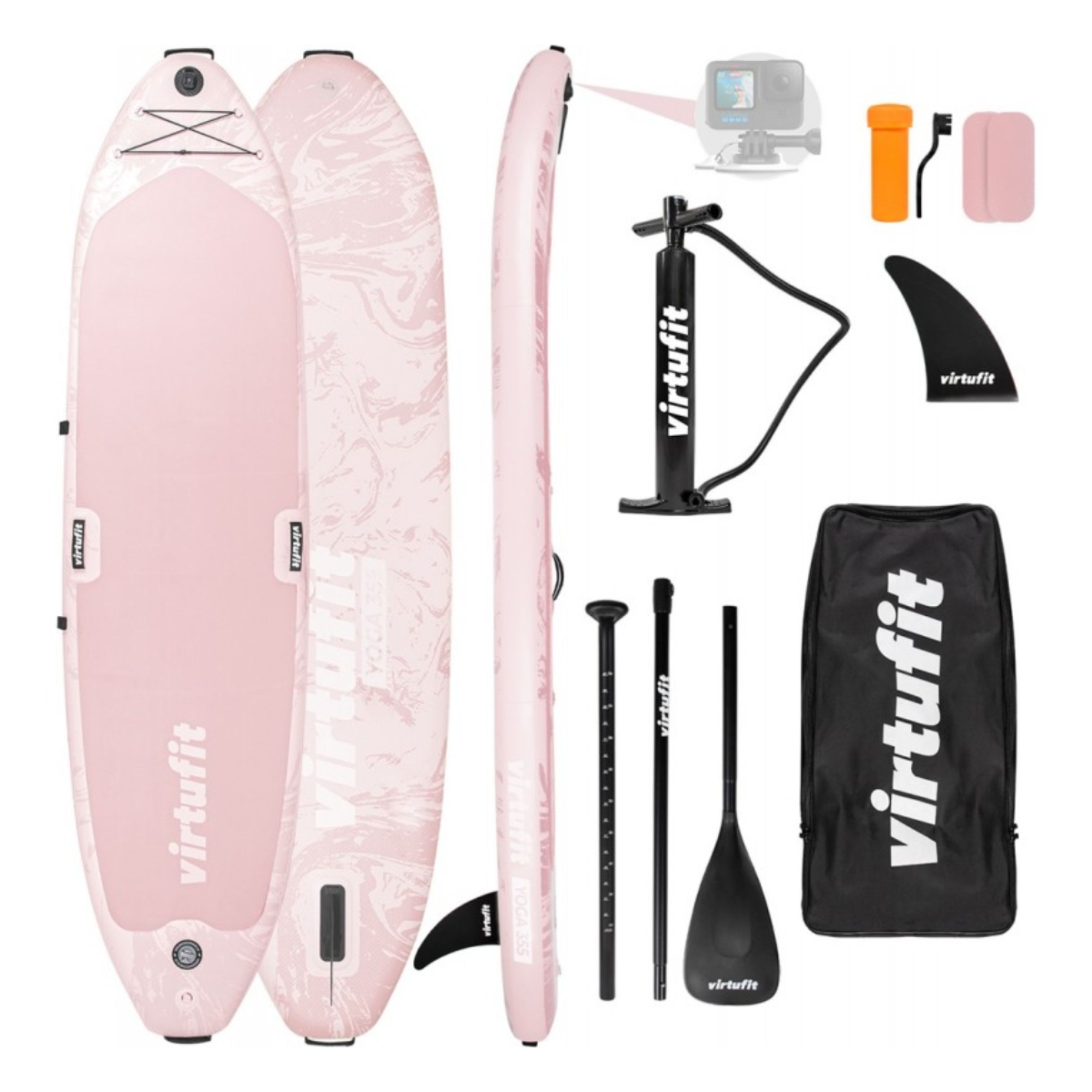 VIRTUFIT VFW06101 SUP Yoga Tahtası 355 Pembe Şişme Ayakta Kürek Tahtası Yoga ve Fitness için 355 cm, Pembe