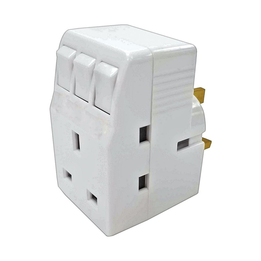 Adaptor İngiltere 3'lü Küp Priz 3x Anahtar BEST 6683 Beyaz