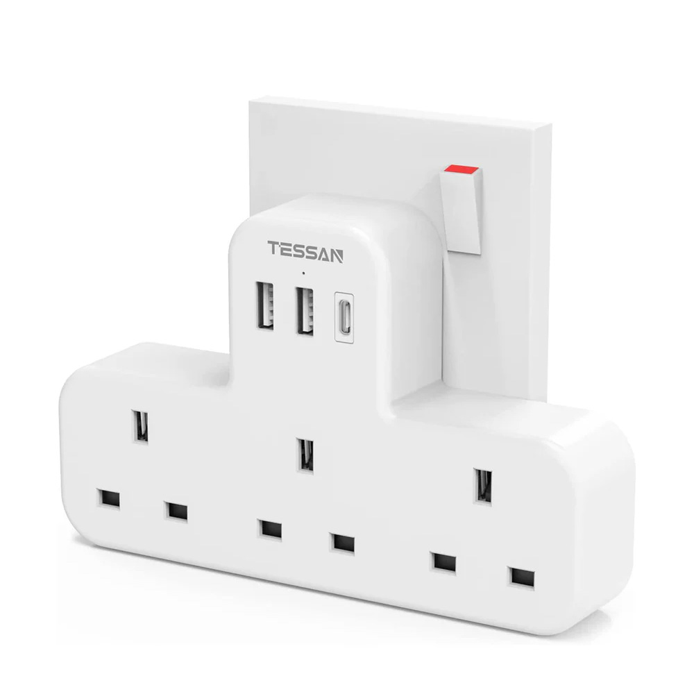 TESSAN TS-223-C-WH Beyaz İngiltere 3'lü Priz Uzatma Adaptörü