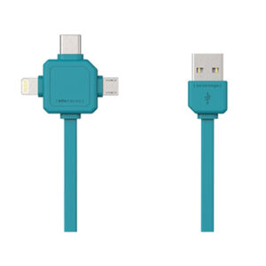 ALLOCACOC 9003BL/USBC15 1.5m USB-A Erkek/MicroUSB+USB-C+Lightning Erkek 2.0 Kablo Mavi