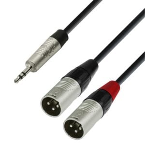 Ses Kablosu 1 x 3.5mm Erkek / 2 x XLR Erkek 1.8M ADAM HALL K4 YWMM 0180 Siyah