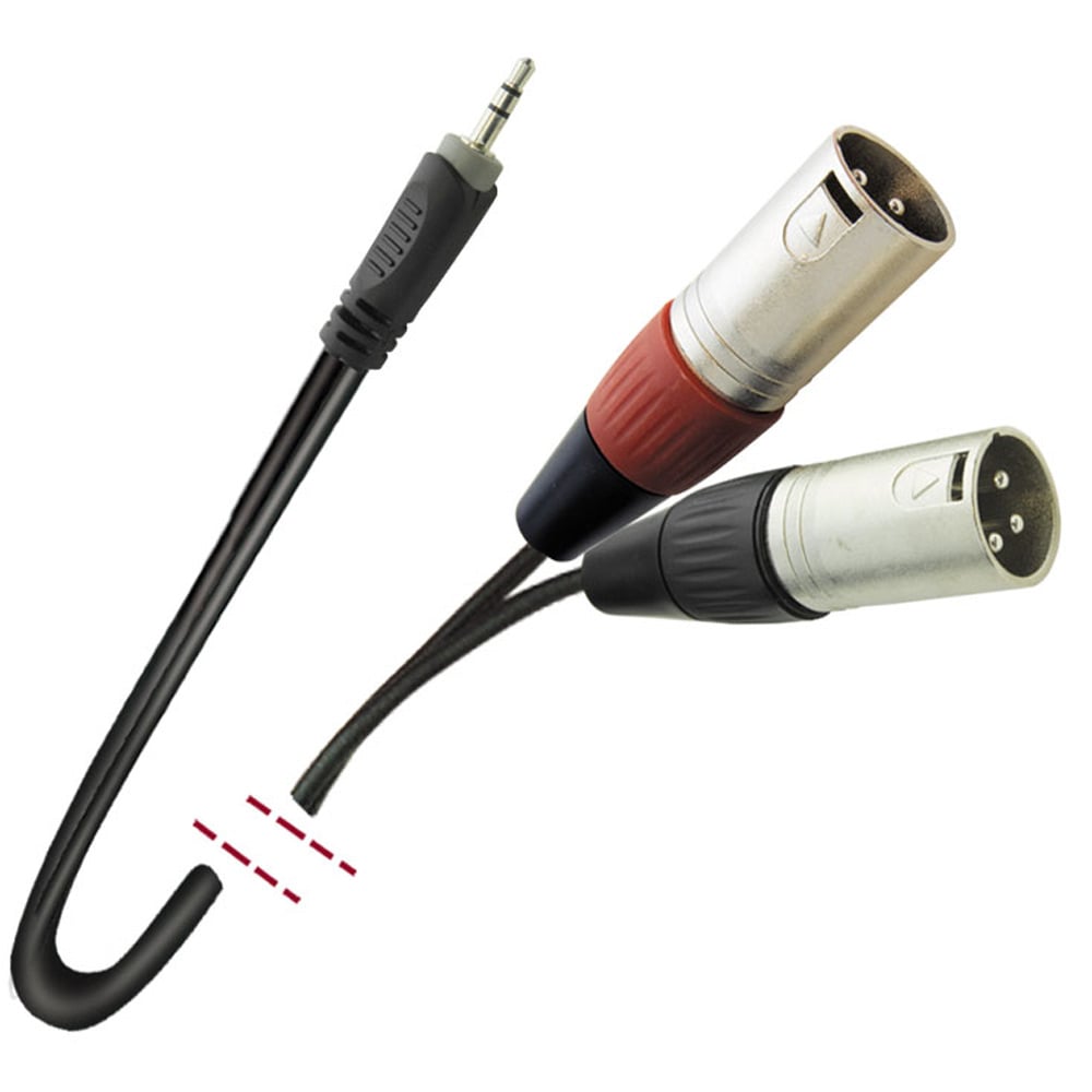 Audio kablo 1x 3.5mm Jack erkek/2x XLR erkek 3-ışıklı 3m MARK MK772 siyah