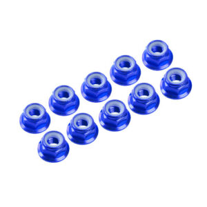 3MM Alüminyum Naylon Somun, Flanşlı Mavi (10 Adet)