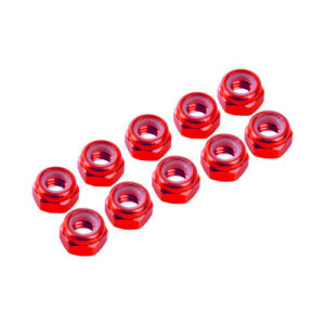 3 MM. Alüminyum Naylon Somun Kırmızı (10 Adet)