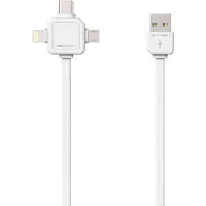 Allocacoc 9003WT/USBC15 1.5m USB-A Erkek / MicroUSB+USB-C+Lightning Erkek Kablo Beyaz