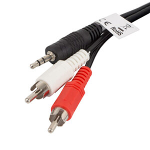 Audio kablosu 1x Jack 3.5mm erkek/2x RCA erkek 2m 3 pin LANBERG CA-MJRC-10CC-0020-BK siyah