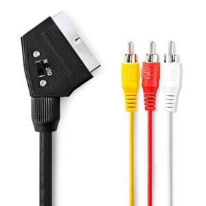 Audio/Video Kablosu 1 x 21pin Scart Erkek/3x RCA Erkek 2m NEDIS CVGP31130BK20 Siyah